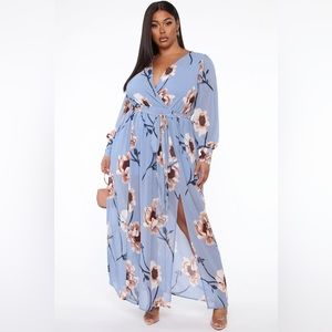 1XL Fashion Nova Park Avenue Maxi Dress - Light Blue